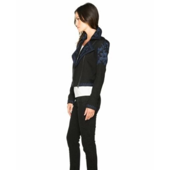 Luxury designer Marchesa Voyager Embroidered Moto - Picture 3 of 15